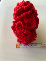 Hair Scrunchie Crochet Handmade Elastized Full Ruffled Bright Red