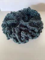 Hair Scrunchie Crochet Handmade Elastised Full Ruffled Bottle Green Christmas