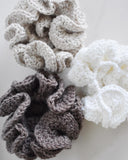 Hair Scrunchie Crochet Handmade Elastised Full Ruffled Black Casual wear work