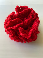 Hair Scrunchie Crochet Handmade Elastized Full Ruffled Bright Red