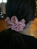 Hair Scrunchie Crochet Handmade Elastised Full Ruffled Black Casual wear work