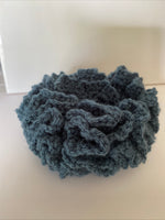 Hair Scrunchie Crochet Handmade Elastised Full Ruffled Denim Blue