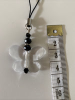 Mobile Phone Dangle Charm Clear Butterfly Glass Crystal Charm Keys zipper - Colour options