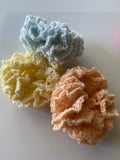 Hair Scrunchie Crochet Handmade Elastised Full Ruffled Pale Lemon Soft summer