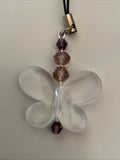 Mobile Phone Dangle Charm Clear Butterfly Glass Crystal Charm Keys zipper - Colour options