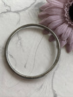 Solid Round textured Bangle Bracelet Dull Silver Tone