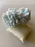 Hair Scrunchie Crochet Handmade Elastised Full Ruffled Mint Pastel Soft Summery