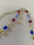 Colourful Silver Plate Y Necklace Faceted Purple Teardrop Pendant  Adjustable