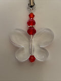 Mobile Phone Dangle Charm Clear Butterfly Glass Crystal Charm Keys zipper - Colour options