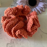 Hair Scrunchie Crochet Handmade Elastised Full Ruffled Mandarine Burnt Orange