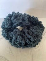 Hair Scrunchie Crochet Handmade Elastised Full Ruffled Bottle Green Christmas