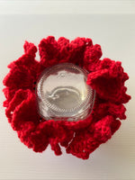 Hair Scrunchie Crochet Handmade Elastized Full Ruffled Bright Red