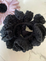 Hair Scrunchie Crochet Handmade Elastised Full Ruffled Black Casual wear work