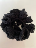 Hair Scrunchie Crochet Handmade Elastised Full Ruffled Black Casual wear work