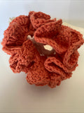 Hair Scrunchie Crochet Handmade Elastised Full Ruffled Mandarine Burnt Orange