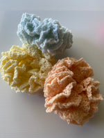 Hair Scrunchie Crochet Handmade Elastised Full Ruffled Peach Pastal Soft summer