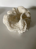 Hair Scrunchie Crochet Handmade Elastised Full Ruffled Off White