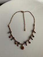 Vintage-Look Copper colour chain with Multi-Coloured Stones Necklace Adjustable