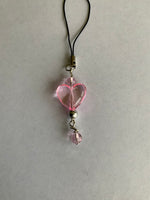 Mobile Phone Dangle Charm Pink Heart Pink Dangle Mobile Phone Bag Zipper Wallet