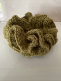 Hair Scrunchie Crochet Handmade Elastised Full Ruffled Avocado or Olive Green