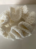 Hair Scrunchie Crochet Handmade Elastised Full Ruffled Off White