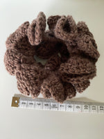 Hair Scrunchie Crochet Handmade Elastised Full Ruffled Brown