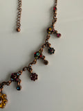 Vintage-Look Copper colour chain with Multi-Coloured Stones Necklace Adjustable