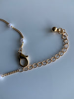 Gold Plate Fine Link & Small White Pearl Chain Bracelet Lightweight