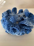 Hair Scrunchie Crochet Handmade Elastised Full Ruffled Blue tones