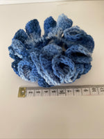 Hair Scrunchie Crochet Handmade Elastised Full Ruffled Blue tones