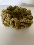 Hair Scrunchie Crochet Handmade Elastised Full Ruffled Avocado or Olive Green