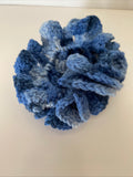 Hair Scrunchie Crochet Handmade Elastised Full Ruffled Blue tones