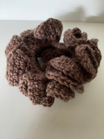 Hair Scrunchie Crochet Handmade Elastised Full Ruffled Brown