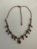 Vintage-Look Copper colour chain with Multi-Coloured Stones Necklace Adjustable