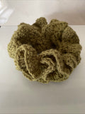 Hair Scrunchie Crochet Handmade Elastised Full Ruffled Avocado or Olive Green