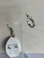 Silver Plated Diamonte unclosed Hoops with Silver Diamonte Stud Earrings Duo Set