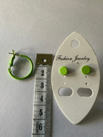 Hoop & Stud Pierced Earrings Set of 2 Apple Green Colour