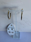 Gold Plated Fashion open-ended Hoops with Pearl Stud Earrings Duo Set Pierced