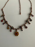 Vintage-Look Copper colour chain with Multi-Coloured Stones Necklace Adjustable