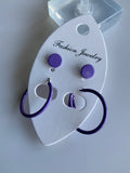 Hoop & Stud Pierced Earrings Set of 2 Purple