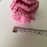 Hair Scrunchie Crochet Handmade Elastised Full Ruffled Rose Pink