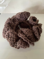 Hair Scrunchie Crochet Handmade Elastised Full Ruffled Brown