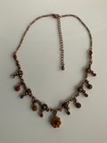 Vintage-Look Copper colour chain with Multi-Coloured Stones Necklace Adjustable