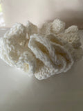 Hair Scrunchie Crochet Handmade Elastised Full Ruffled Off White