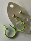 Hoop & Stud Pierced Earrings Set of 2 Apple Green Colour