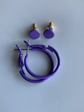 Hoop & Stud Pierced Earrings Set of 2 Purple