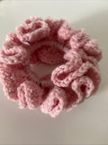 Hair Scrunchie Crochet Handmade Elastised Full Ruffled Musk Pink