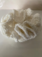 Hair Scrunchie Crochet Handmade Elastised Full Ruffled Off White