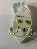 Hoop & Stud Pierced Earrings Set of 2 Apple Green Colour