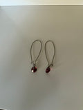 Long Kidney Ear Hook with Purple/ Maroon  Drop Pierced Only